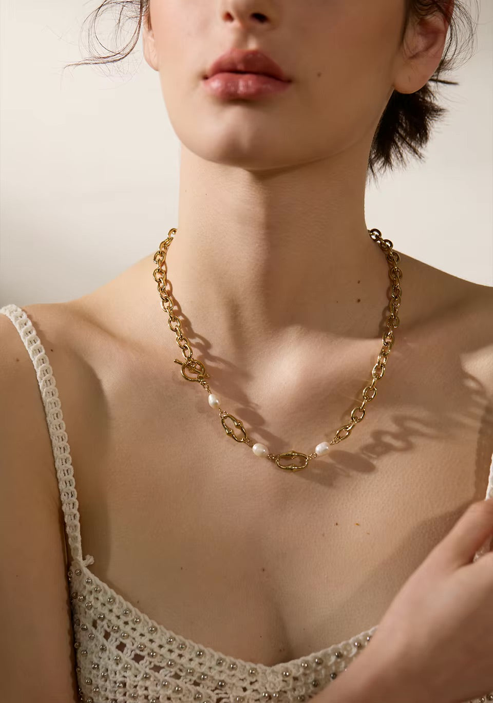 Collier Calypso en acier inoxydable avec perles
