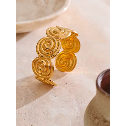 Bracelet manchette Escargot — acier inoxydable doré