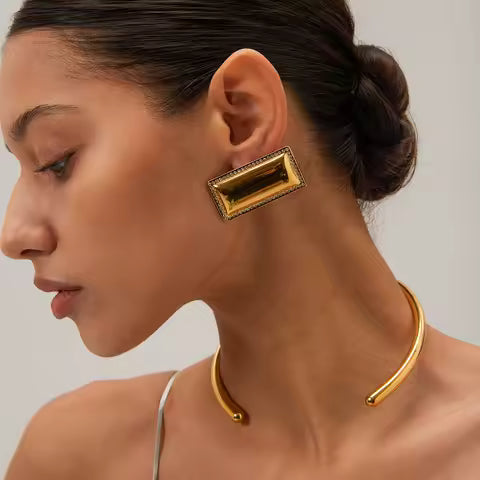 Collier ras-du-cou Magnétique en acier inoxydable doré