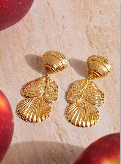 Boucles d’oreilles Néréide en acier inoxydable doré