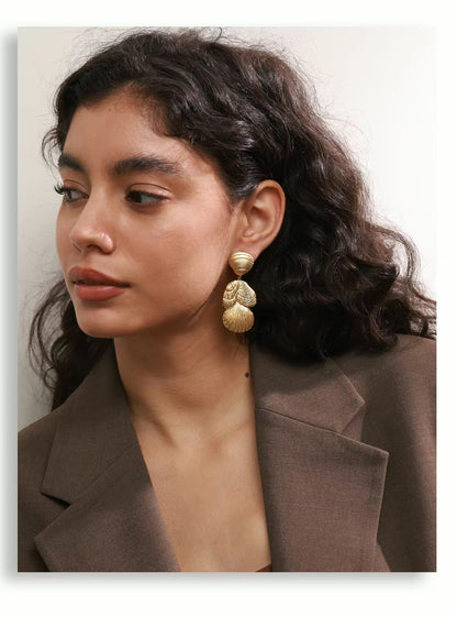 Boucles d’oreilles Néréide en acier inoxydable doré