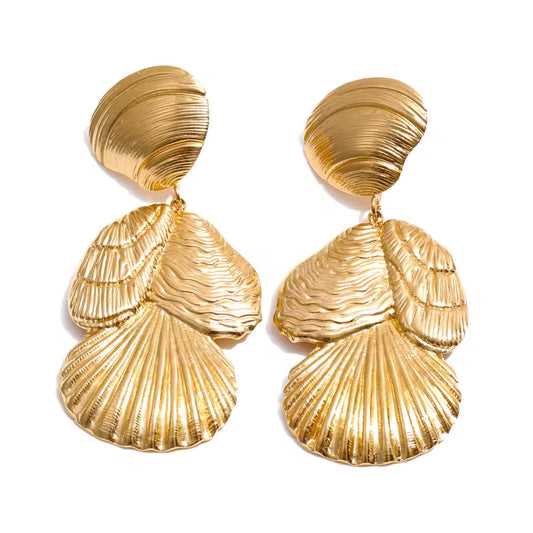 Boucles d’oreilles Néréide en acier inoxydable doré
