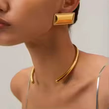 Collier ras-du-cou Magnétique en acier inoxydable doré