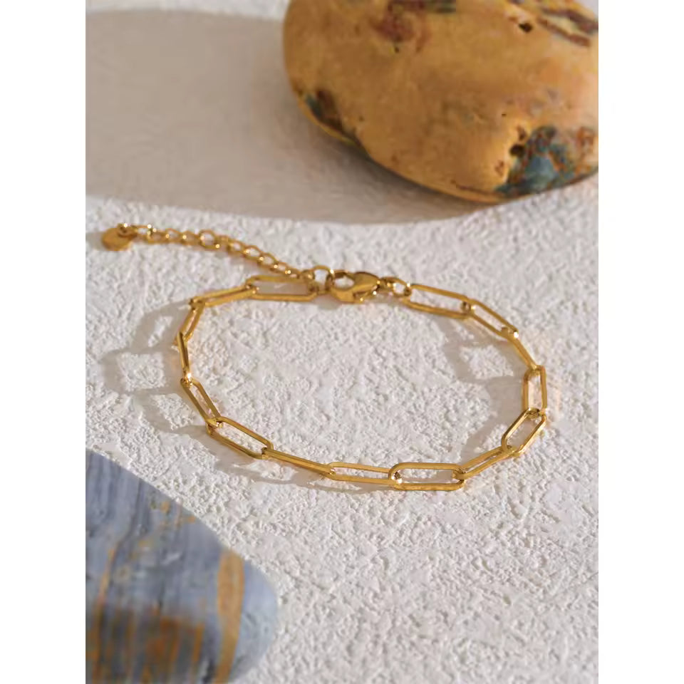 Bracelet Chaîne minimaliste en acier inoxydable doré