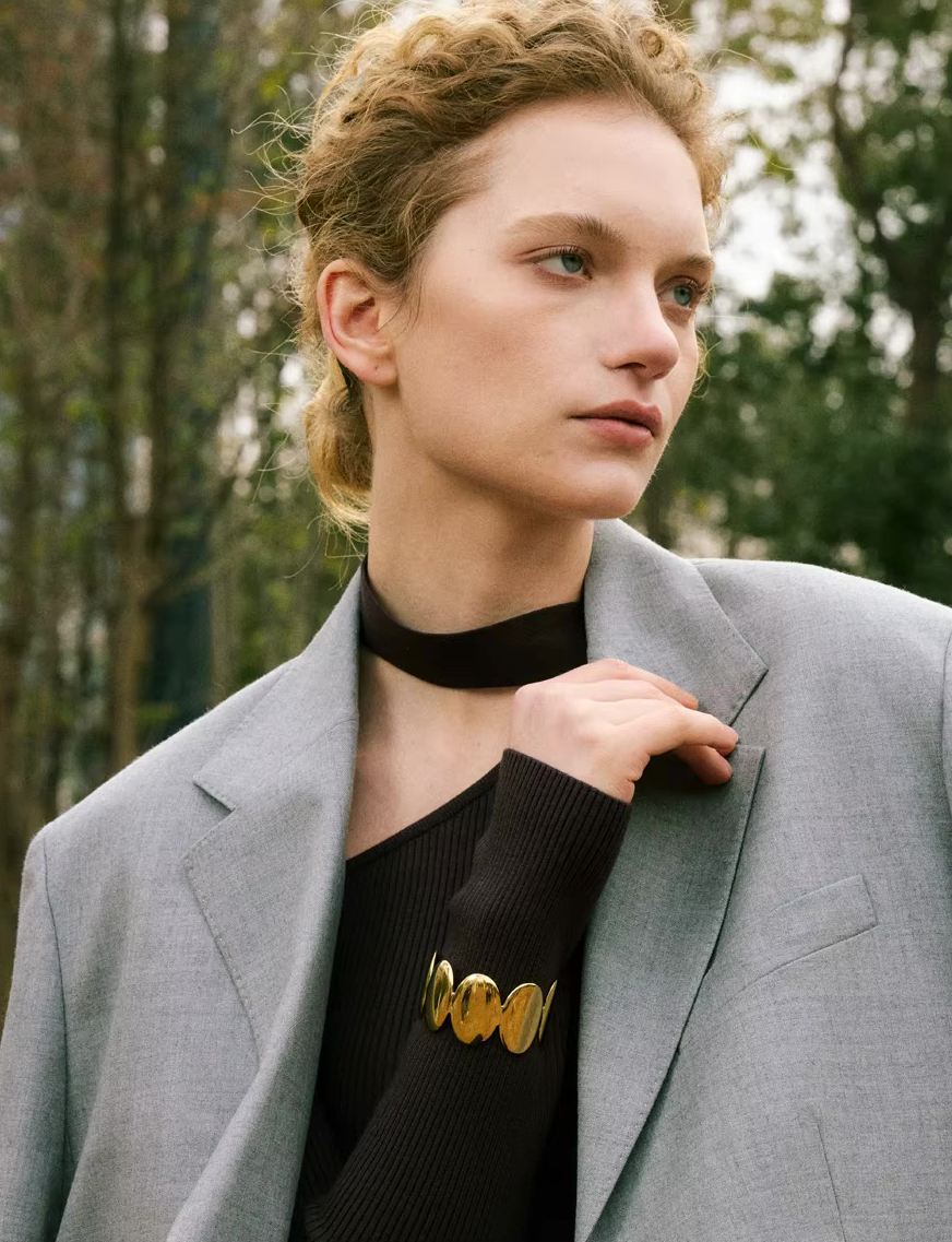 Bracelet manchette Aura en acier inoxydable doré