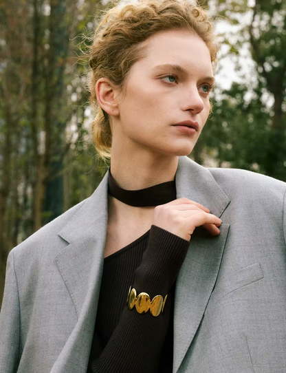 Bracelet manchette Aura en acier inoxydable doré