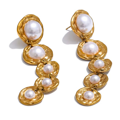 Boucles d'oreilles longues Pearl en acier inoxydable