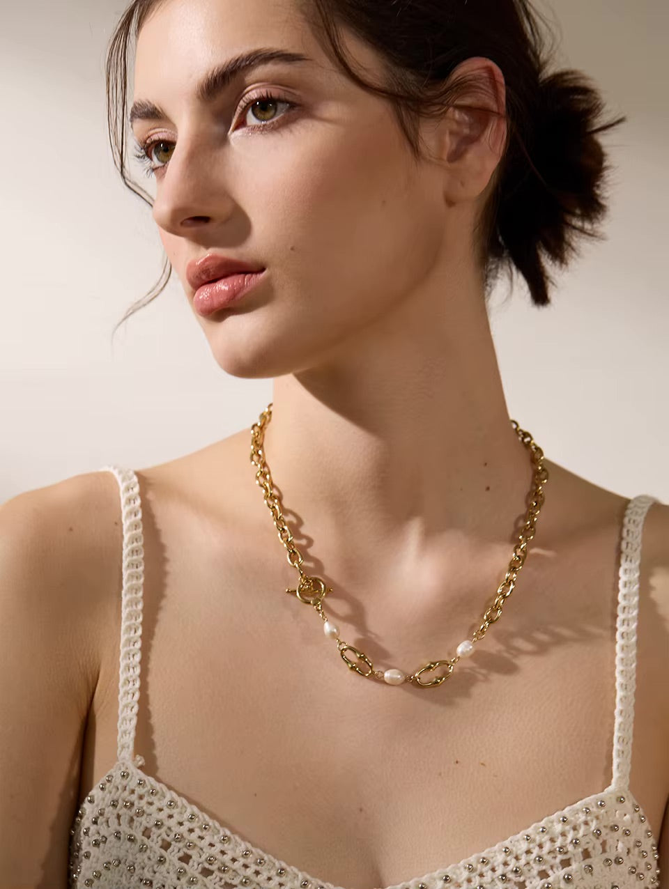 Collier Calypso en acier inoxydable avec perles