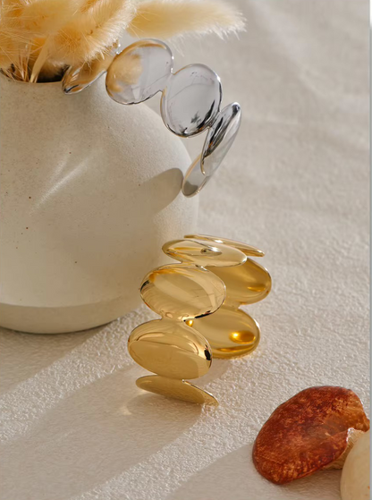 Bracelet manchette Aura en acier inoxydable doré