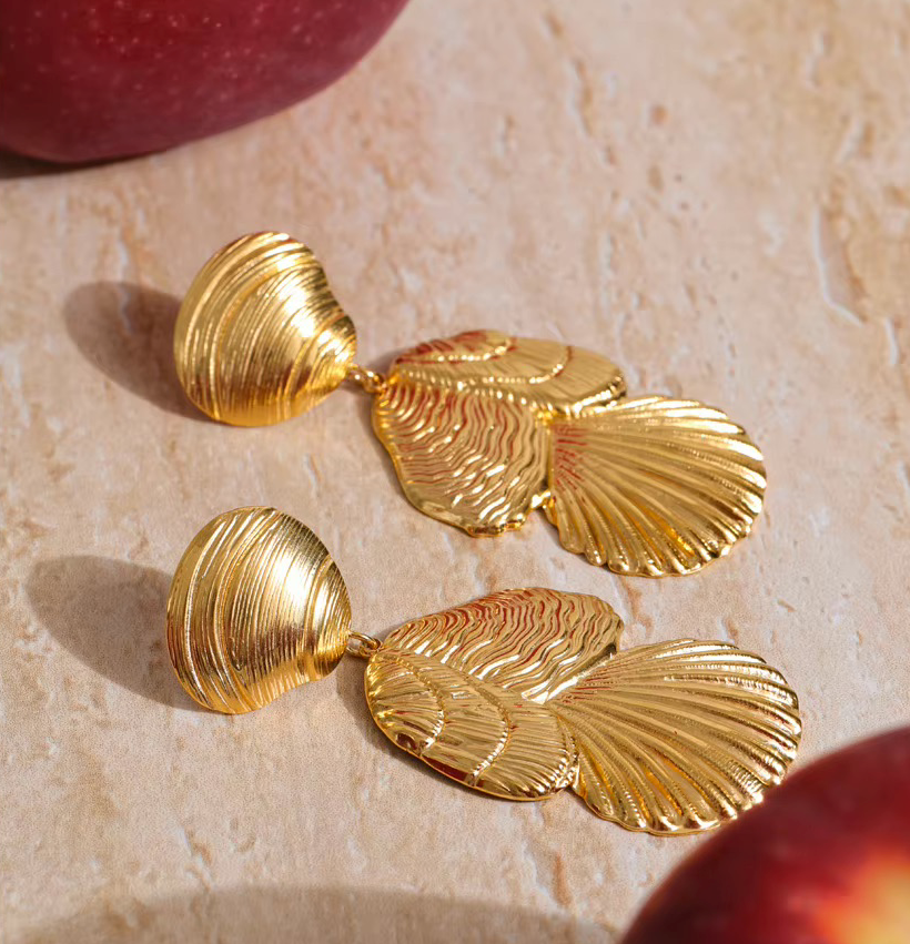 Boucles d’oreilles Néréide en acier inoxydable doré