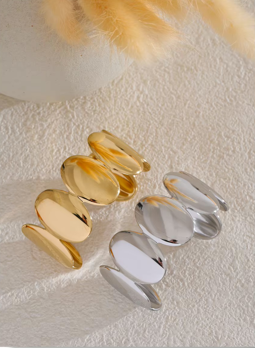 Bracelet manchette Aura en acier inoxydable doré