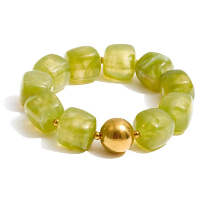Bracelet Verde en résine et acier inoxydable doré