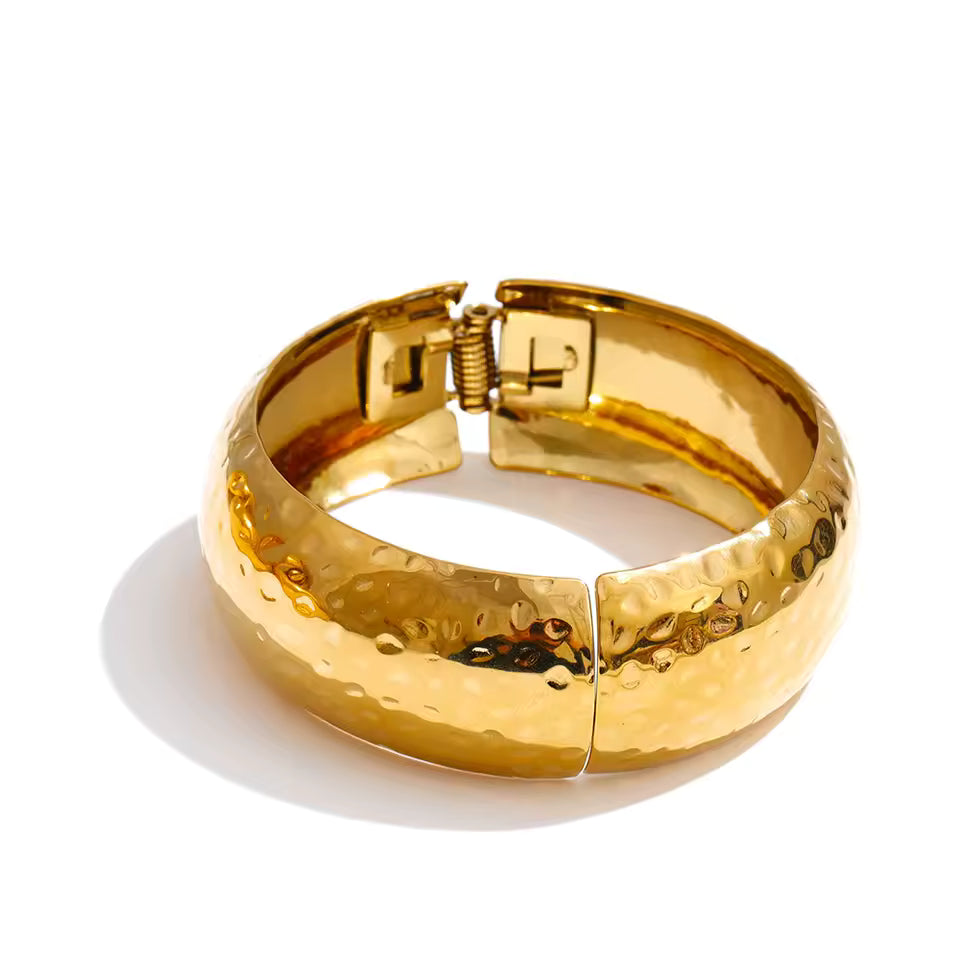 Bracelet jonc Sienna en acier inoxydable doré