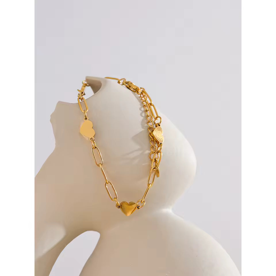 Bracelet  Cœurs Dorés en acier inoxydable