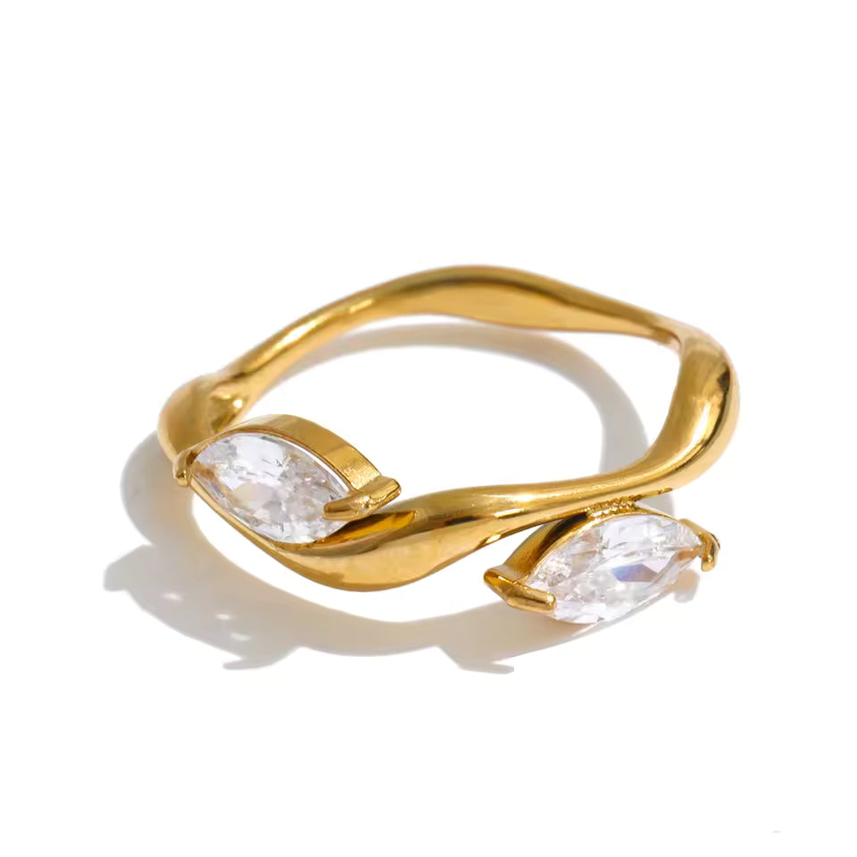 Bague dorée Élan avec zircon cubique