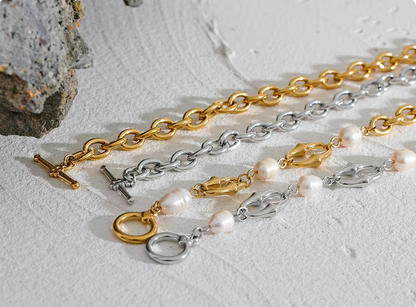 Collier Calypso en acier inoxydable avec perles