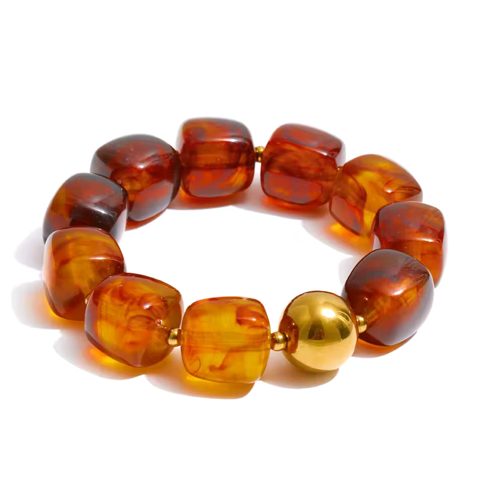 Bracelet Ambra en résine et acier inoxydable doré
