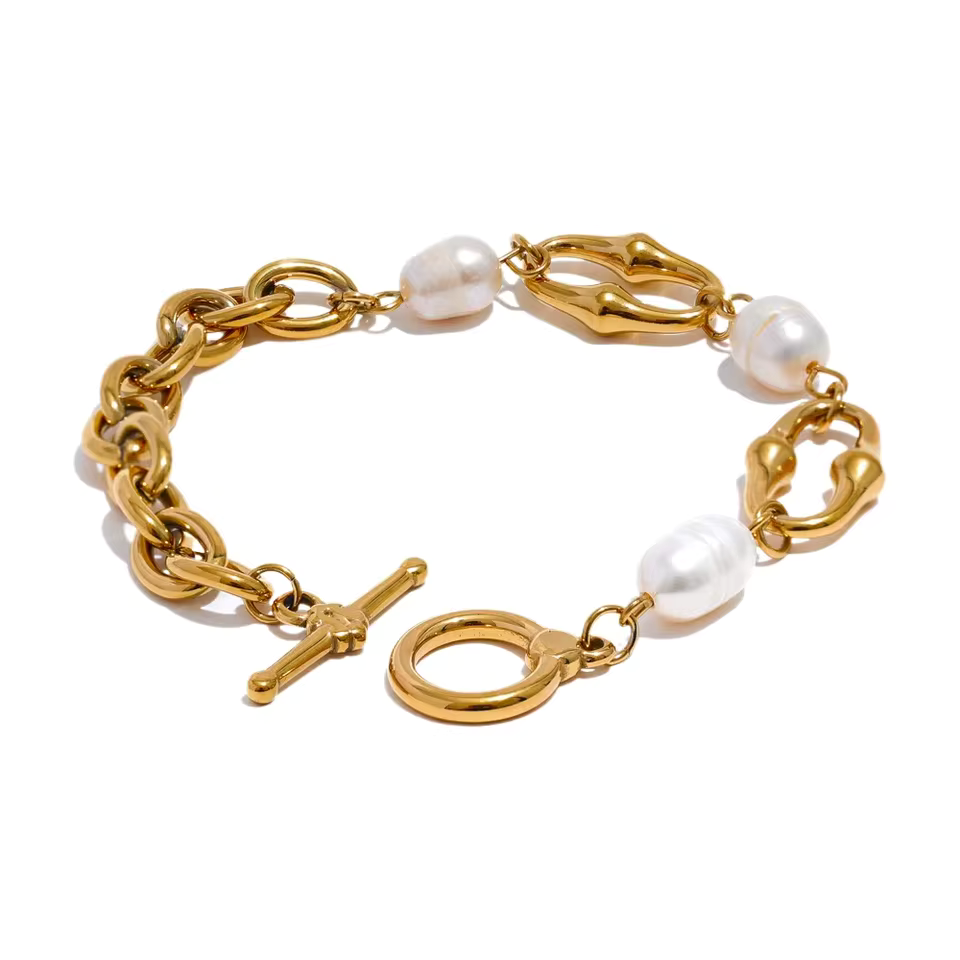 Bracelet Calypso en acier inoxydable avec perles