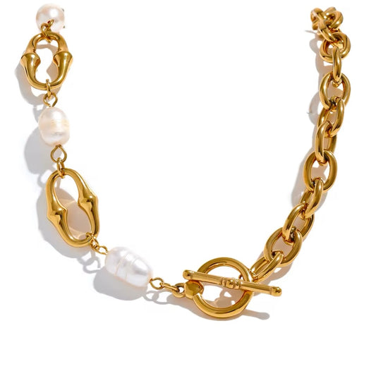 Collier Calypso en acier inoxydable avec perles