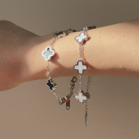 Bracelet Trèfle Noir en acier inoxydable
