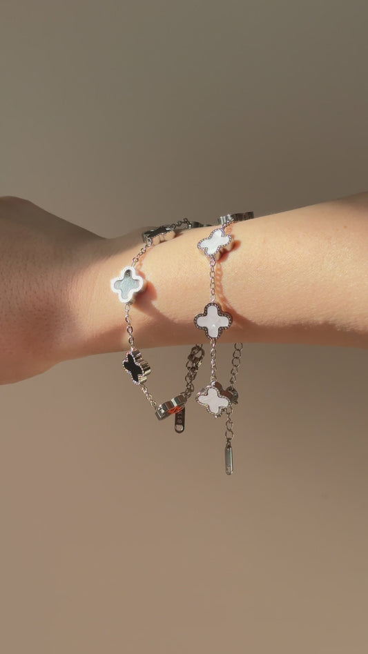 Bracelet Trèfle Noir en acier inoxydable