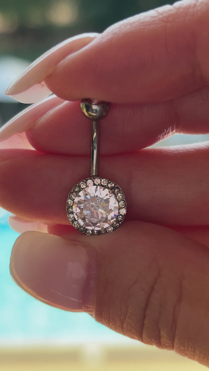 Piercing nombril Halo en acier inoxydable doré et zircon