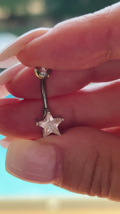 Boucle de piercing Étoile lumineuse en acier inoxydable doré