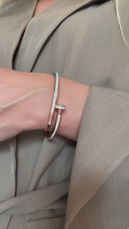 Bracelet clou or avec zircons en acier inoxydable