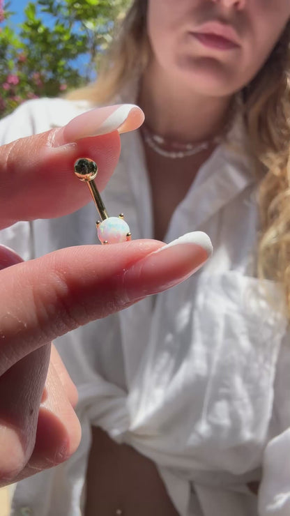 Boucle de piercing Opale boréale en acier inoxydable doré