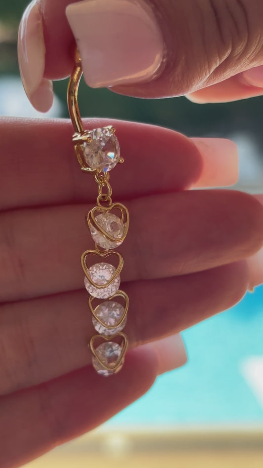 Piercing nombril Amour Infini en acier inoxydable doré